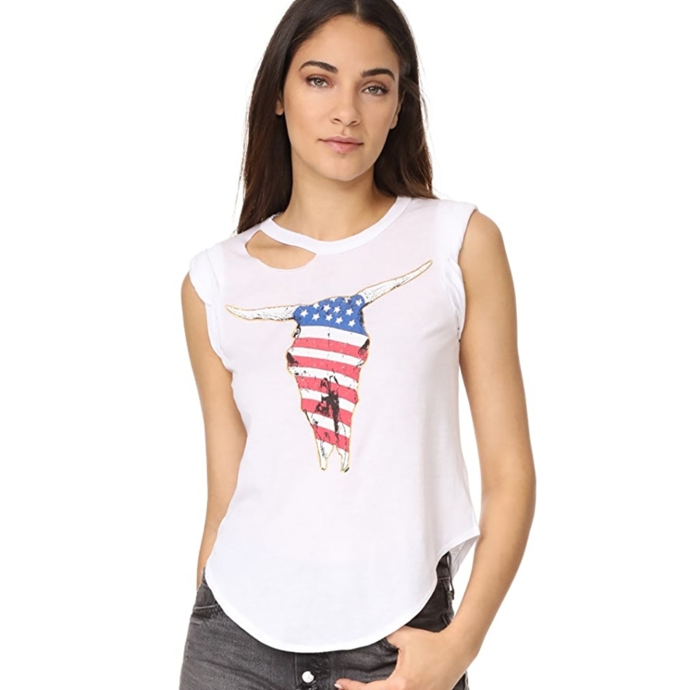 Chaser American bull skull deconstructed shirt